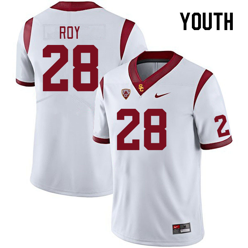 Youth #28 Gage Roy USC Trojans College Football Jerseys Stitched Sale-White - Click Image to Close